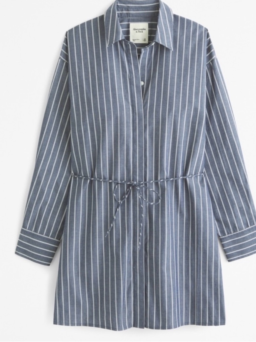 Abercrombie & Fitch Navy and White Striped Shirt Dress